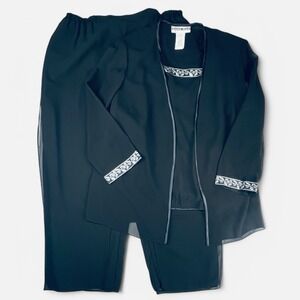Dana Kay 3 piece Pants Top Jacket Suit Plus Sz 20 20W Formal Black‎ Silver